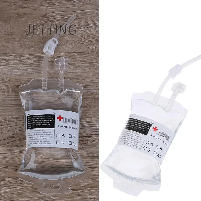 350ml Transparent ClearBlood Energy Drinking Bag PVC Material Reusable Blood Energy Drink Bag Halloween Vampire Pouch Props