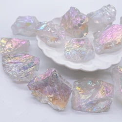 Natural Crystal Raw Stone High Quality Aura Clear Quartz Electroplated Gems Jewelry Glitter Crystal Healing Home Decor Gift