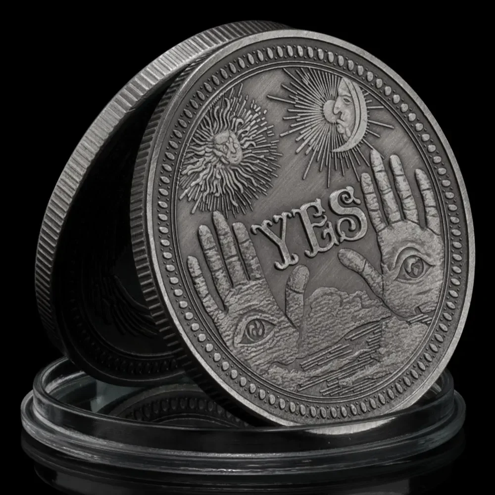 Yes or No Prediction Decision Coin Copper Plated Medal Souvenir Coins Ouija All-Seeing Eye or Death Angel Gothic Gifts