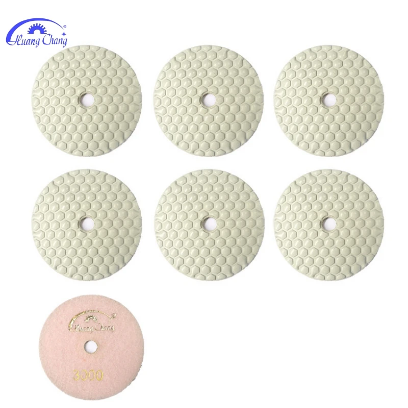 

HuangChang 7Pcs/Set 100mm Dry Polishing Pad 4 Inch Stone Diamond Polishing Pads For Marble Granite Quartz Grinding #50-#3000