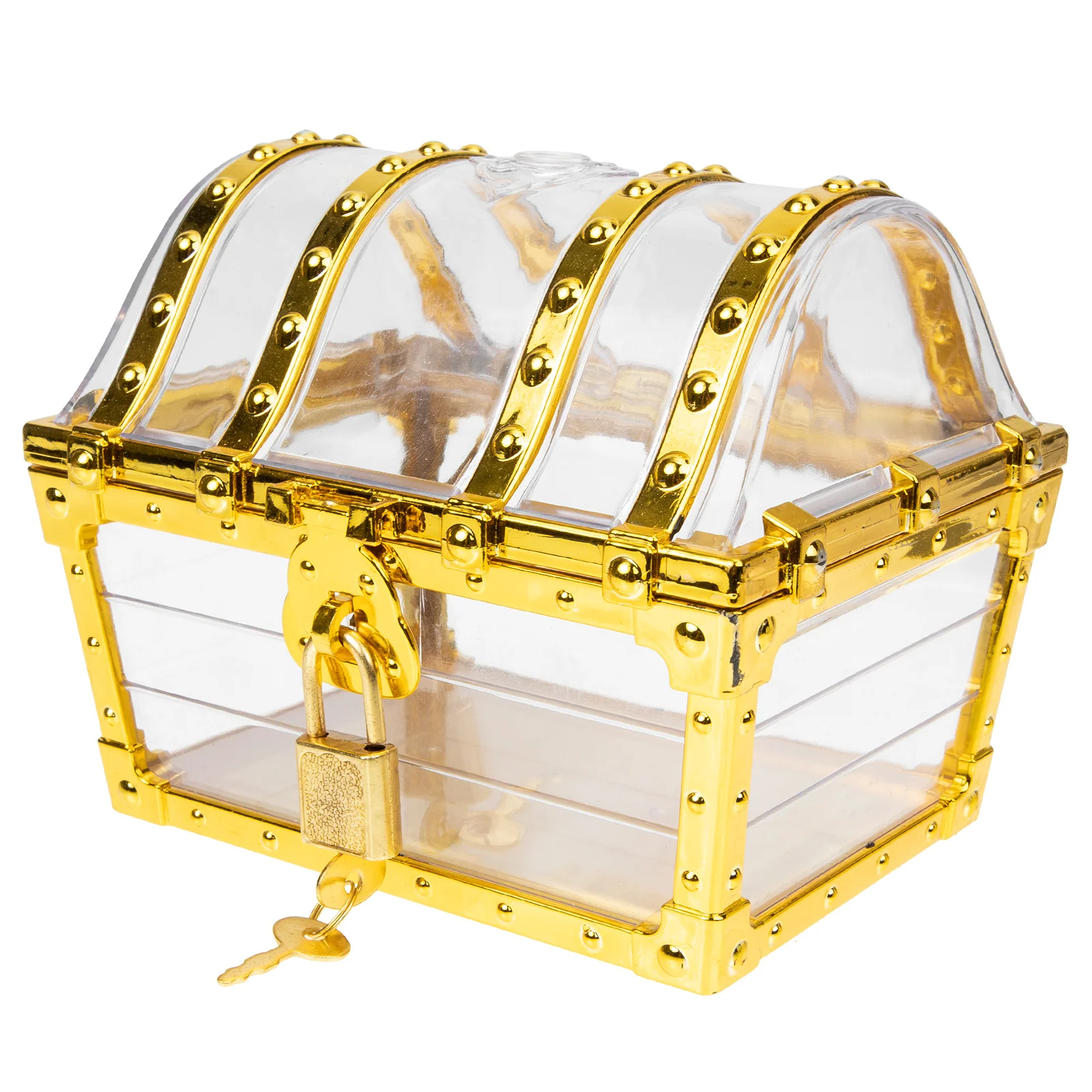 Clear Treasure Chest Vintage Toy Storage Organizer Small Plastic Pirate Jewelry for Kids