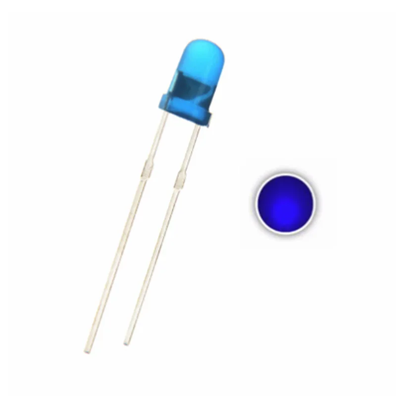 

100pcs 3mm Blue Led Diffused Round Head 3v Wide Angle Through Hole Lamp Light Beads