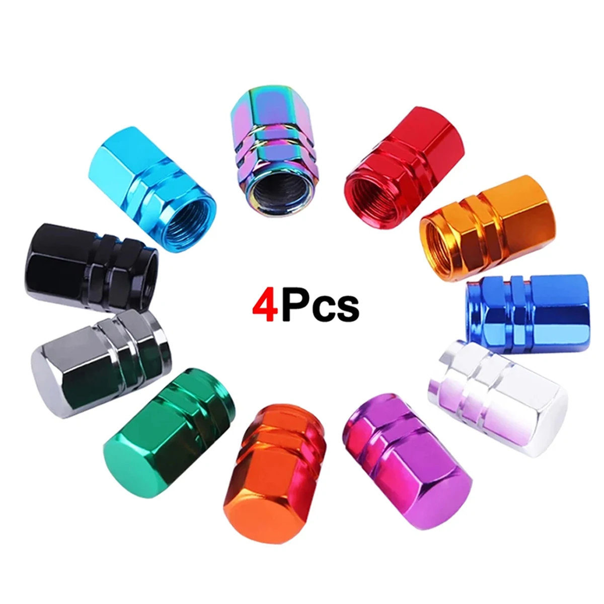 4Pcs Tire Valve Stem Caps Motorcycle Cars Trucks Bike Valve Stem Covers Aluminum Alloy Schrader Valve Cap Dust Protection Cover