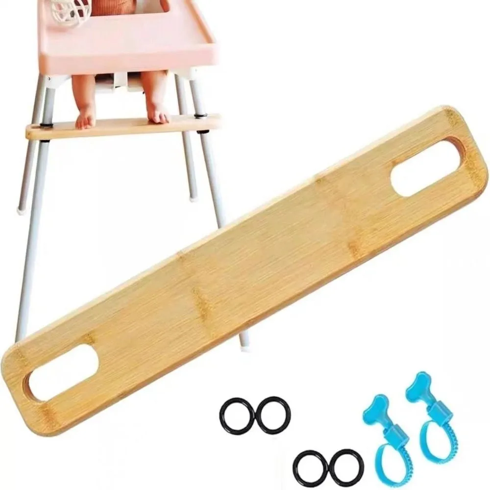 Adjustable High Chair Footrest Stable Design Wooden Material Baby Highchairs Pedal Non-slip Rubber Rings Highchair Accessory