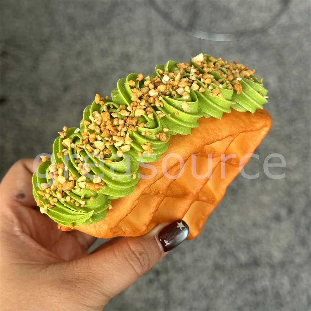 

Creamy Strawberry Pistachio Belgian Waffle DIY Model Chocolate Pecan Breakfast Prop Whipped Fresh Drizzle Display Asmr ToyFaux