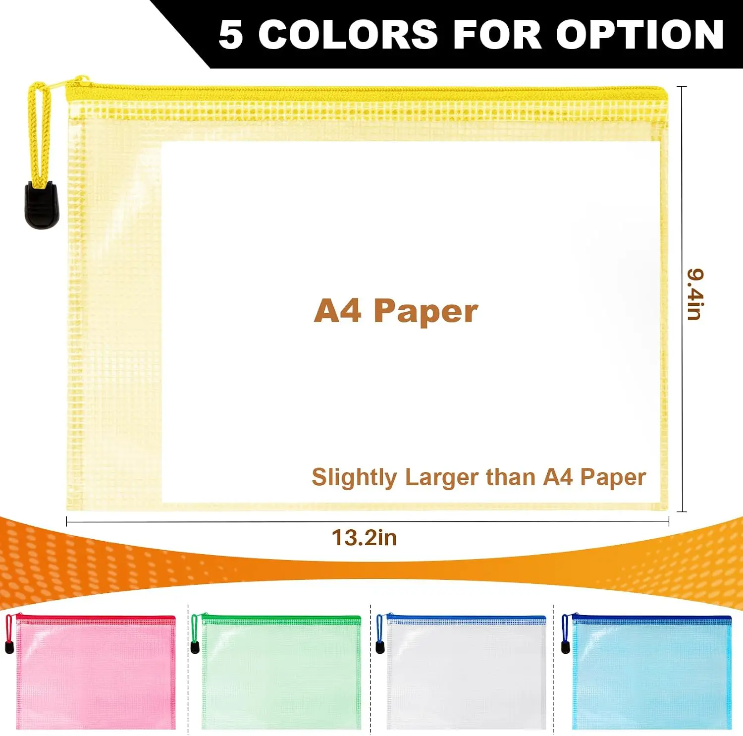 13Pcs A4 Mesh Zip Accordion Bag Multi Color Cross Stitch Puzzle Travel School Office Doc Stationery Storage Organizer File Pouch