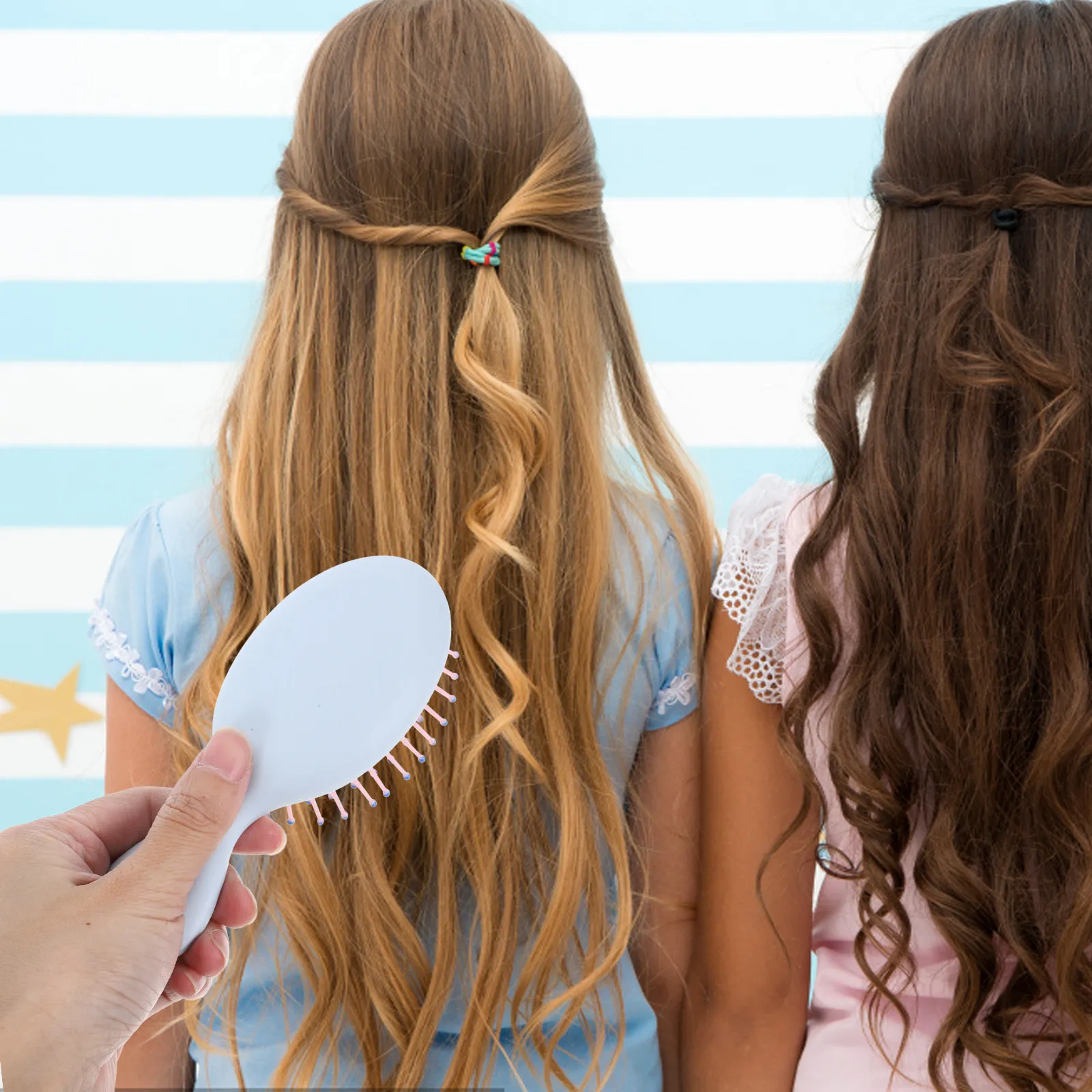 Small Detangling Hair Brush for Curly Thick Hair Wet Dry Use Soft Bristles Portable Travel Home Cute Detangler