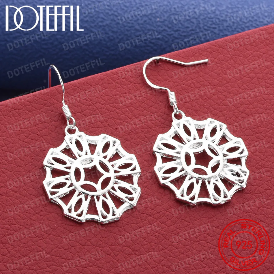 Exquisite 925 Silver Openwork Floral Earrings – Stylish Jewelry and Accessories for Women's Weddings and Parties