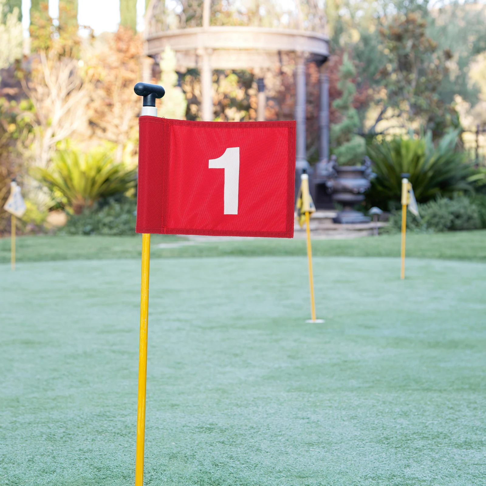

1pc Premium Golfing Training Flag Green Nylon Portable Lawn Flag For Driving Range Putting Practice Court Accessory Golf