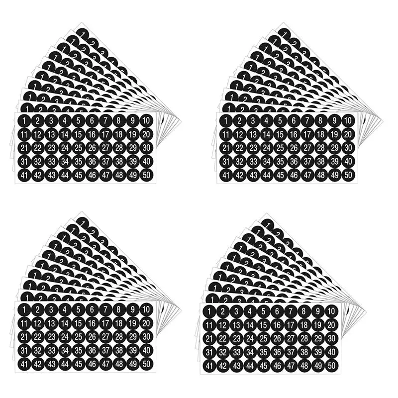 ABRI-80Pcs 1 To 50 Number Stickers Consecutive Number Stickers 1Inch Self-Adhesive Decal For Inventory Storage Classification