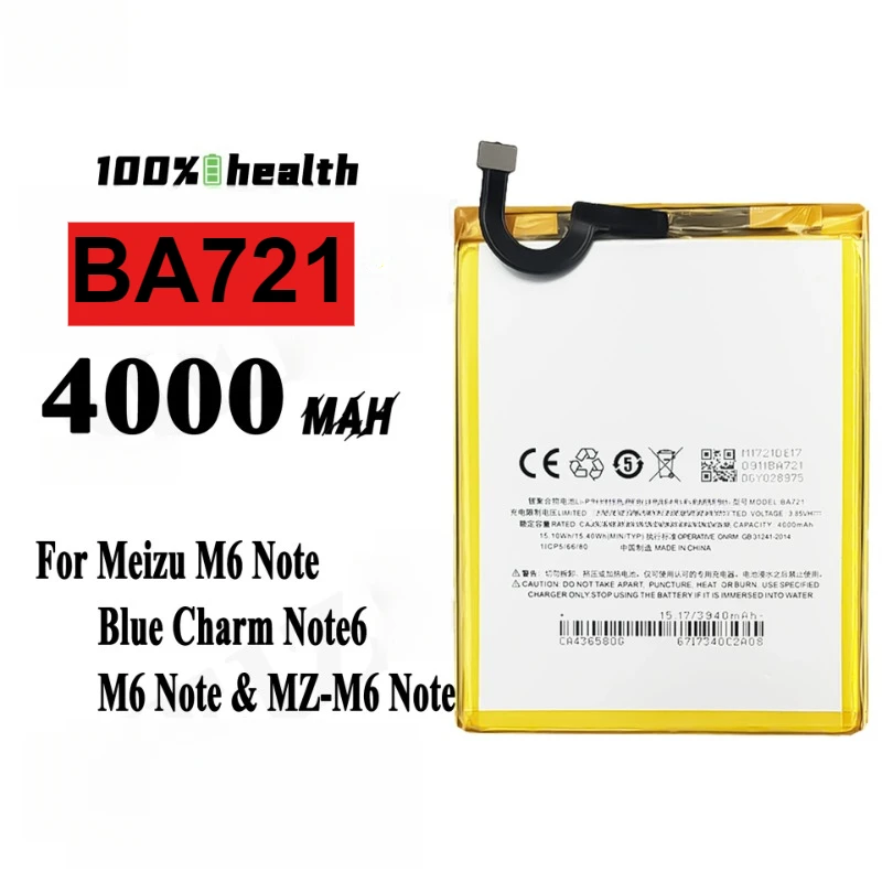 4000mAh High Quality Battery BA721 For Meizu M6 Note Cell Phone,M721H, M721L, M721Q, BA721