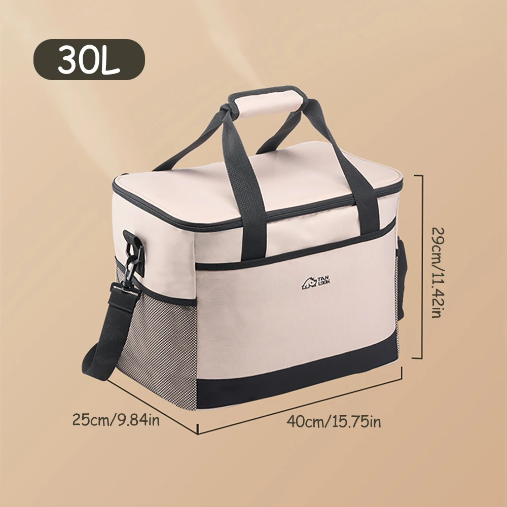 30L Large Capacity Picnic Bag Portable Waterproof Thermal Insulation Bag Ice Bag Lunch Box Bag Outdoors Food Storage Cooler Bag image 3