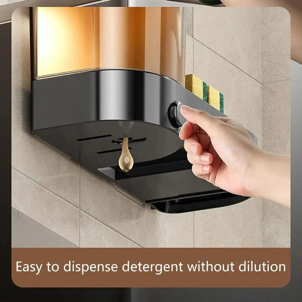 with Drain Tray Wall Mounted Soap Dispenser Large Capacity with Sponges Holder Dishwashing Liquid Holder Hand Press Space Saving