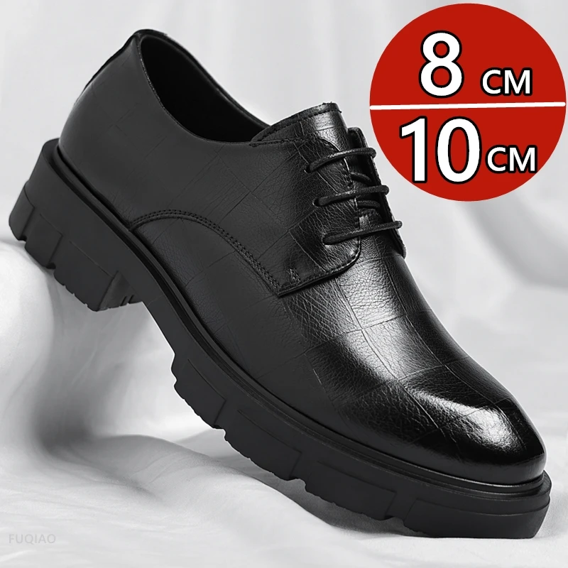 

8-10cm Height Increasing Shoes for Men Platform Breathable Lift Casual Inside High Shoes Business Dress Elevator Leather Shoes