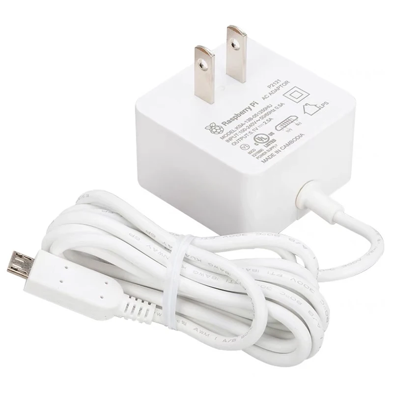 Official Raspberry Pi Micro USB Power Supply 5.1V 2.5A Charger 12.5W EU US UK Plug Adapter for Raspberry Pi 3 3B+ 3B 2B Zero 2 W