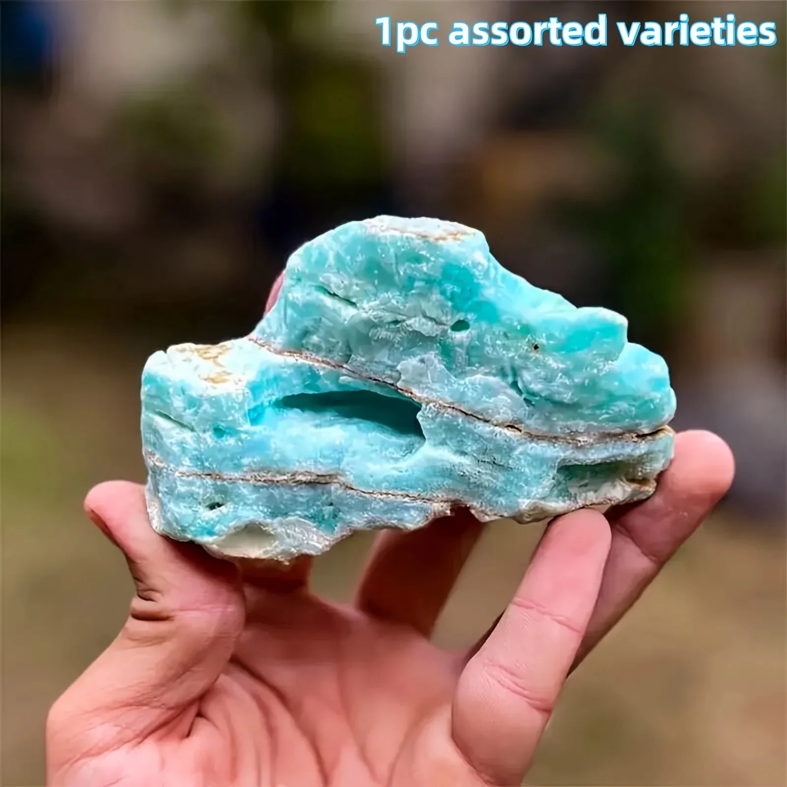 

1PC Rare Blue Aragonite Raw Stone Specimen,Bohemian Style Home & Office Desktop Decor,Unique Holiday Gift for Xmas Halloween Day