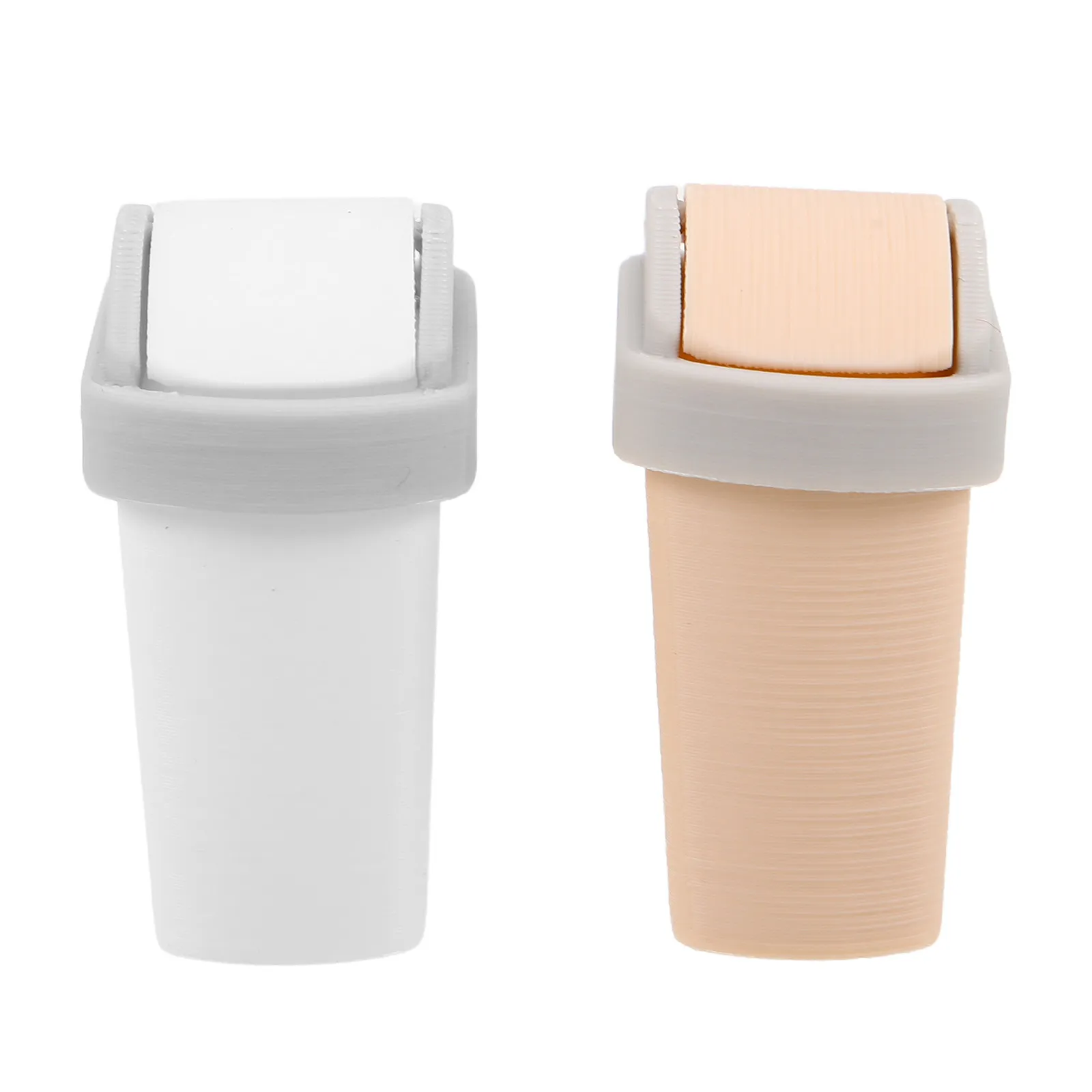 

2Pcs Miniature Trash Can Swing Lid Realistic 1:12 Scale Plastic Bin Dollhouse Furniture Decor Desktop Storage Bin
