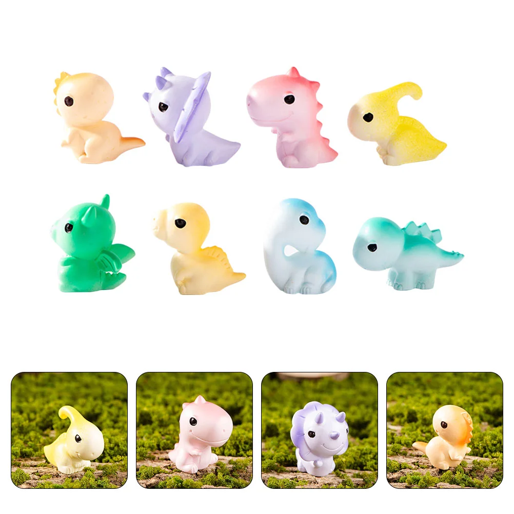 8 Pcs Dinosaur Ornaments Eggs Toy Mini Toys Animal Model Figurine Microlandscape Models Miniature