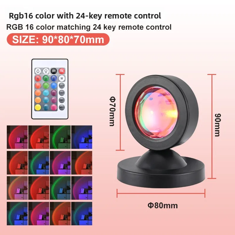 1pc-The new sunset light comes with earbuds and remote control in 16 colors Customized version