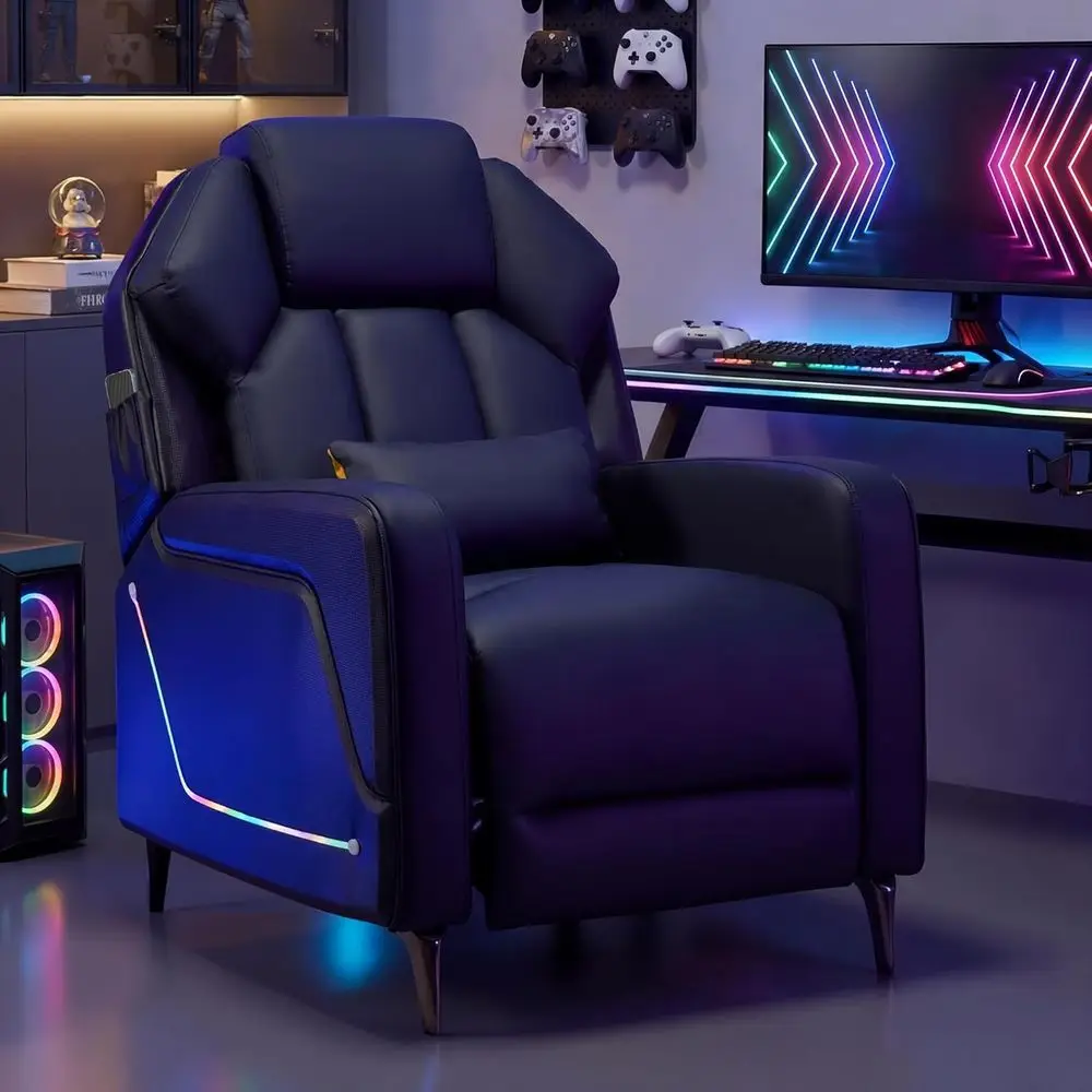 

Racing-Inspired LED Gaming Recliner for Big and Tall, Ergonomic PU Leather Chair with Lumbar Support