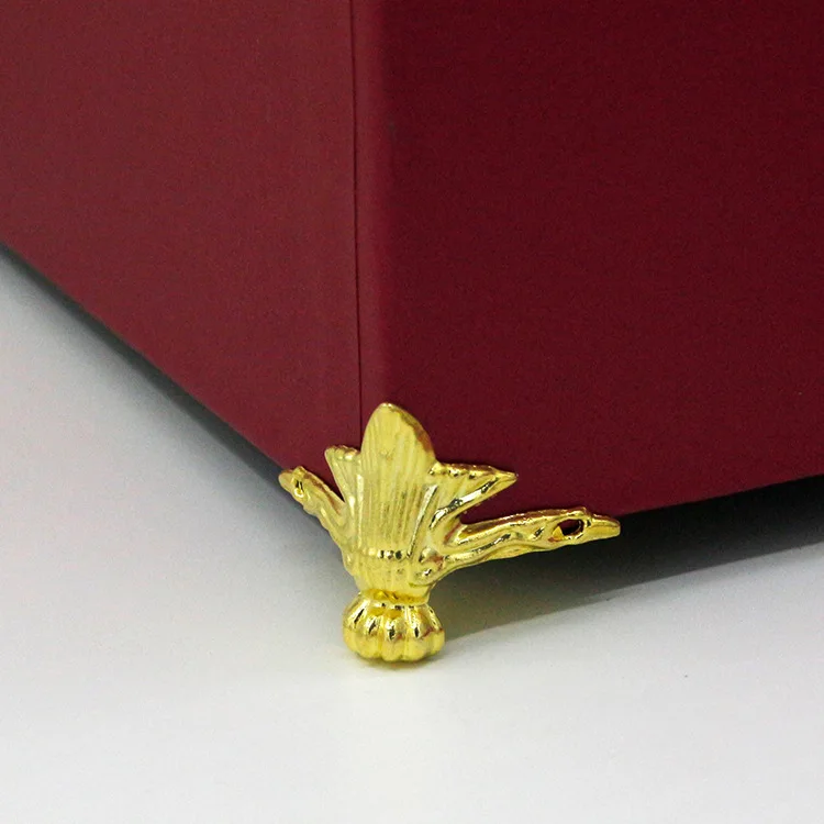 4Pcs/Set Antique Wood Box Feet Leg Corner Protector Triangle Rattan Carved Decorative Bracket For Furniture Hardware