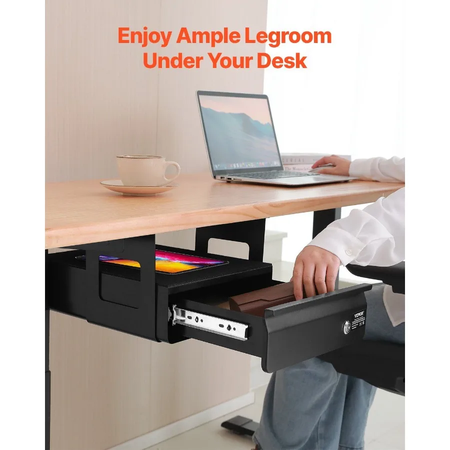 Laci Slideout Organizer Laci Bawah Meja 13 inci yang Dapat Dikunci untuk Rumah Kantor