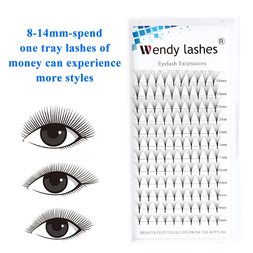 Wendy Lashes  Russian Volume Eyelash Extensions Eyelash Bouquets Volume Long Stem Soft Matte Black Premade Extension