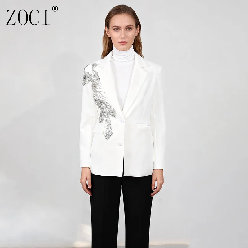 

ZOCI Patchwork Women's Blazers Korean Fashion Retro Suit Jackets For Female Unique Design Long Sleeve Notched Collar Coat 2025