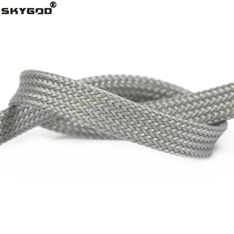 1~50m PET Braid Sleeve Grey 2/4/6/8/10/12/14/16/20/25/30/35/40/50/60mm High Density Snake Skin Cable Wrap Sheath Braid For Wires