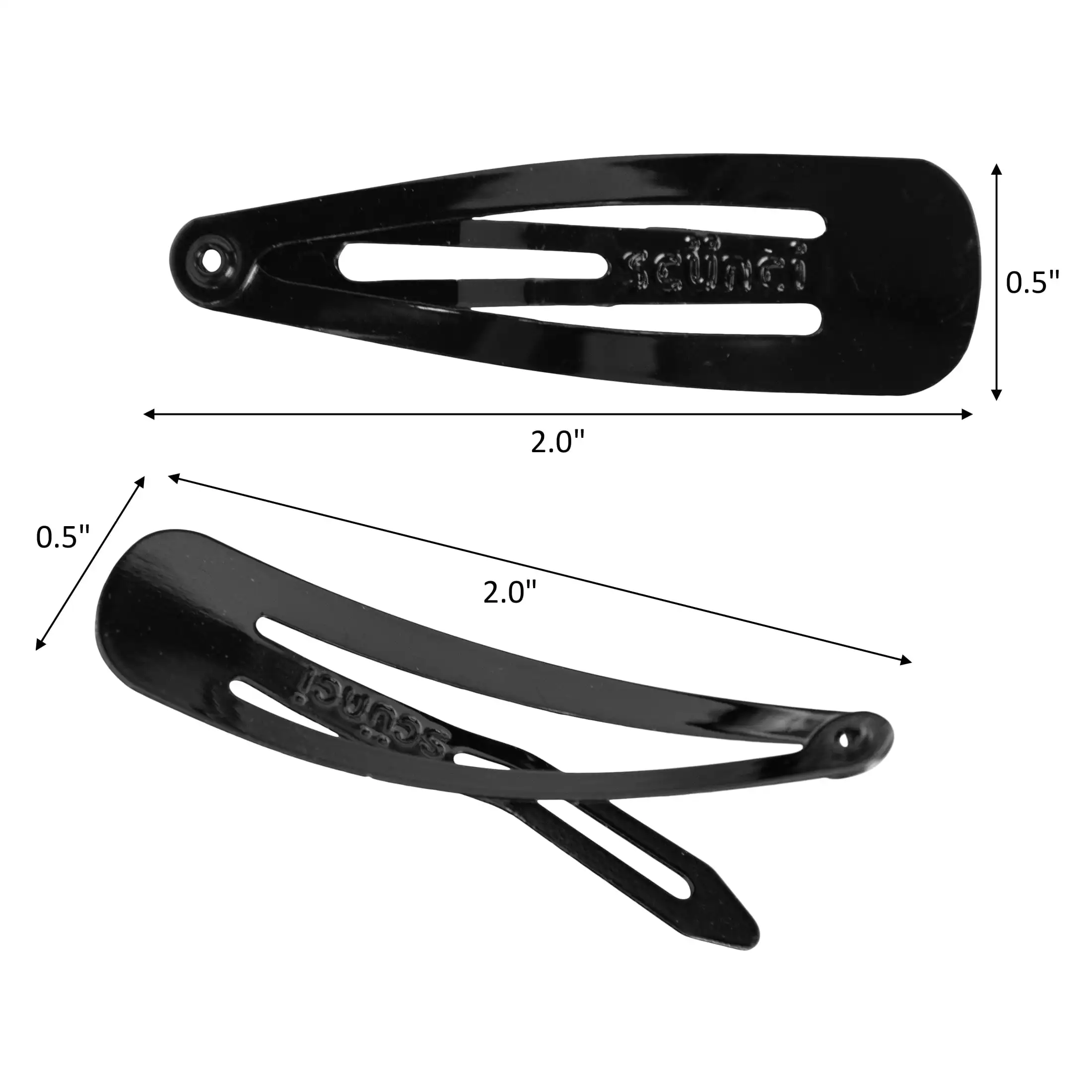 

Open-Center Metal Snap Clip Barrettes, Black, 12 Ct