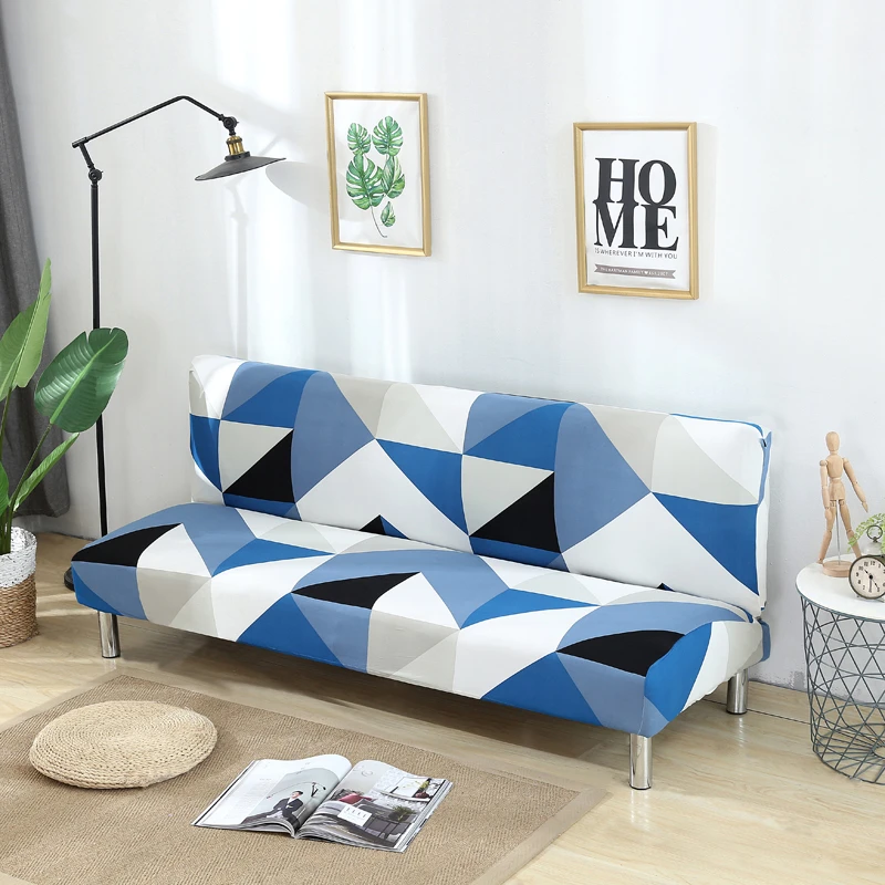 1 Stück elastischer Sofabezug, moderner blau-schwarzer geometrischer Dreieck-Print-Couchbezug für das Wohnzimmer