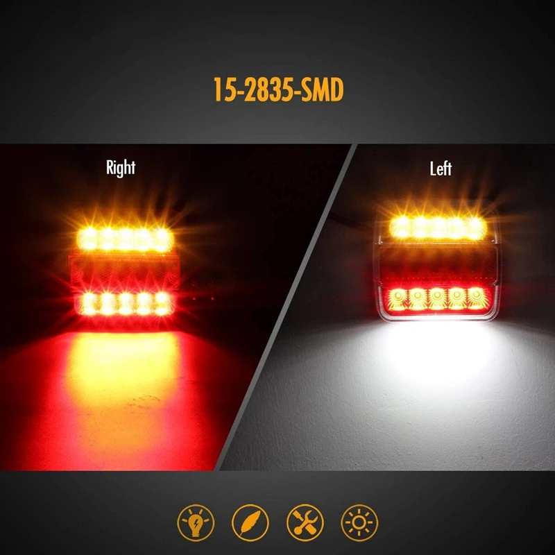 1 Set 12V Trailer Light Kit Tail Light Trailer Lights License Plate Light Lamp For Truck Caravans Horse Boxes Trailers