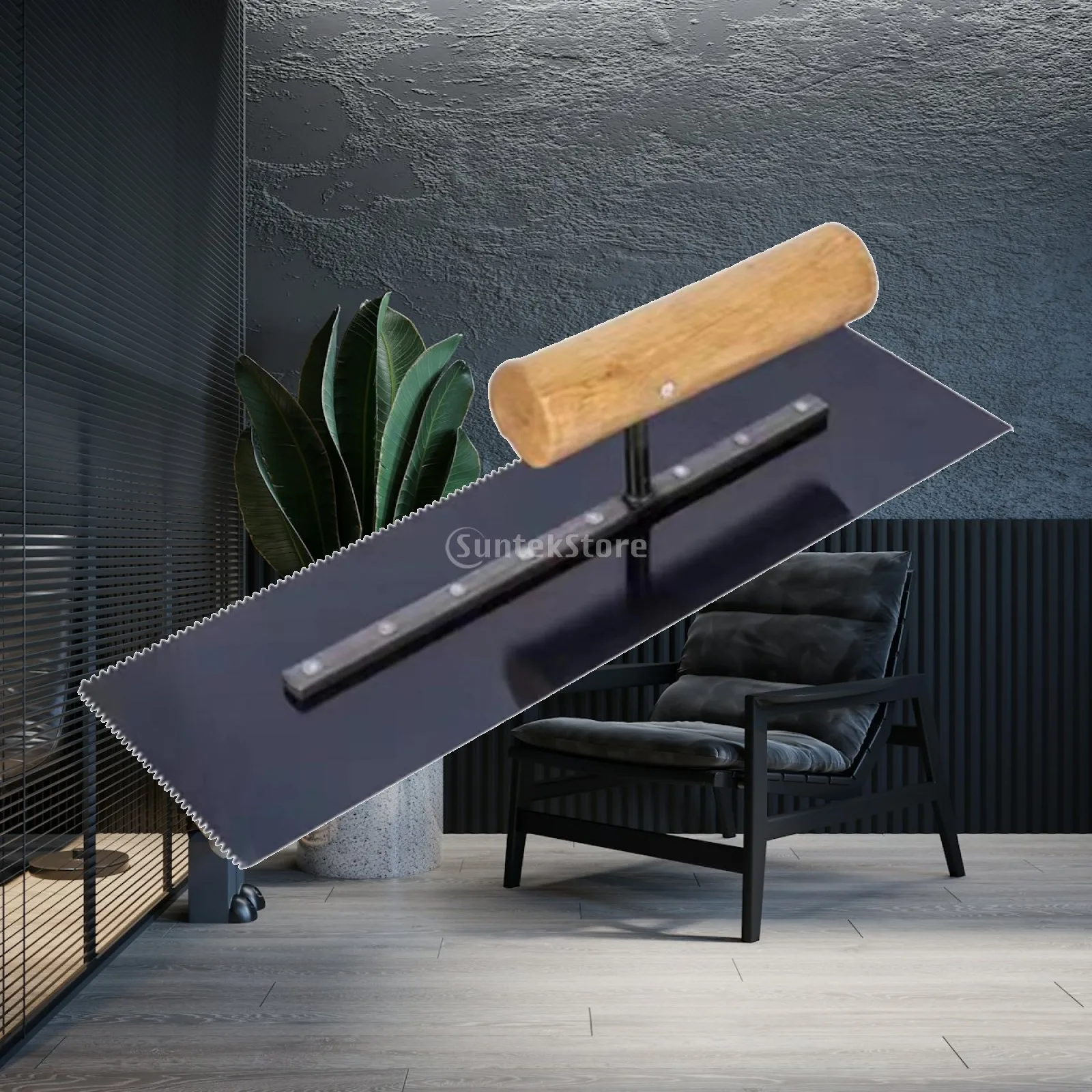 Concrete Float Trowel Steel and Wood Durable Handheld Plastering Tool 30x9.5 Cm for Cement Smoothing