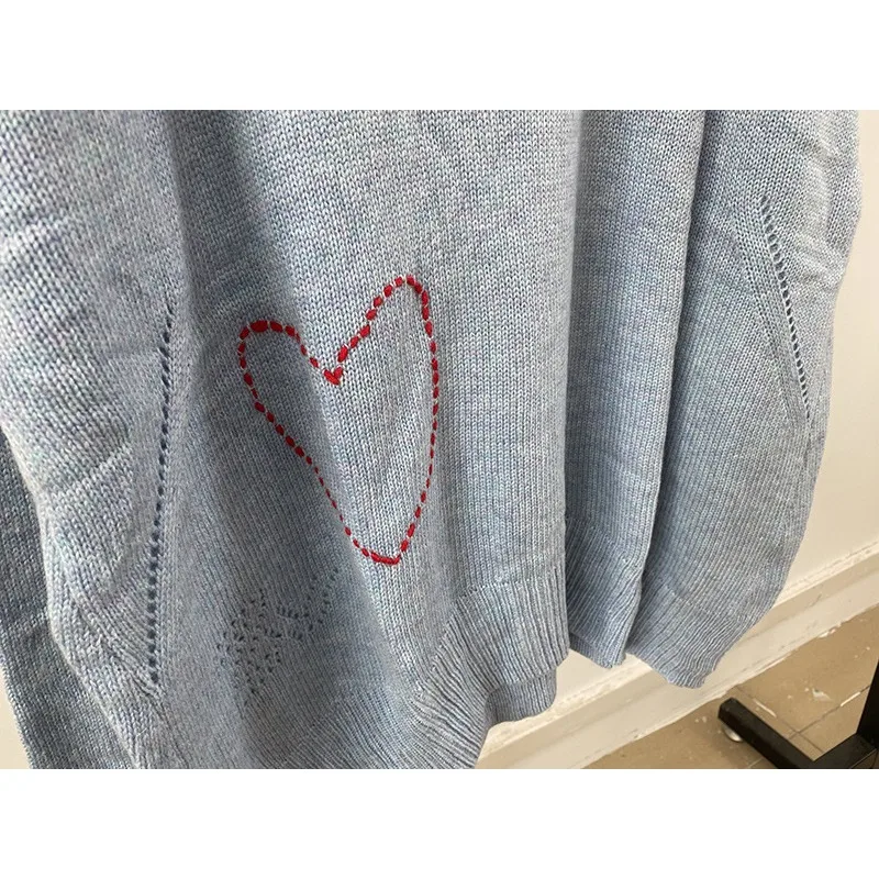 French Niche ZV@ Letter Love Embroidery, Handmade Crochet Cashmere Knit Sweater, Women\'s 2024 Early Autumn New