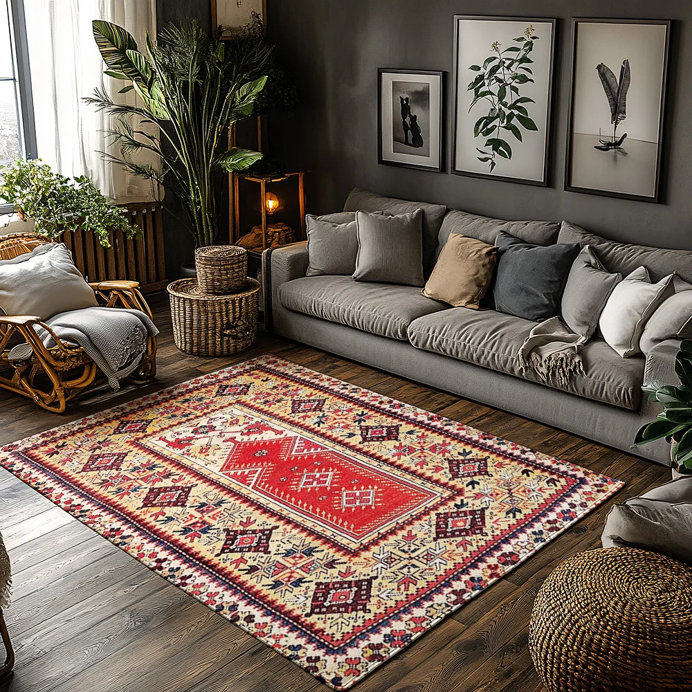 Vintage Persian Carpet Area Rug Bohemian Floor Mat Living Room Decor Turkish Kilim Rug Home Decor Traditional Pattern Floor Cove