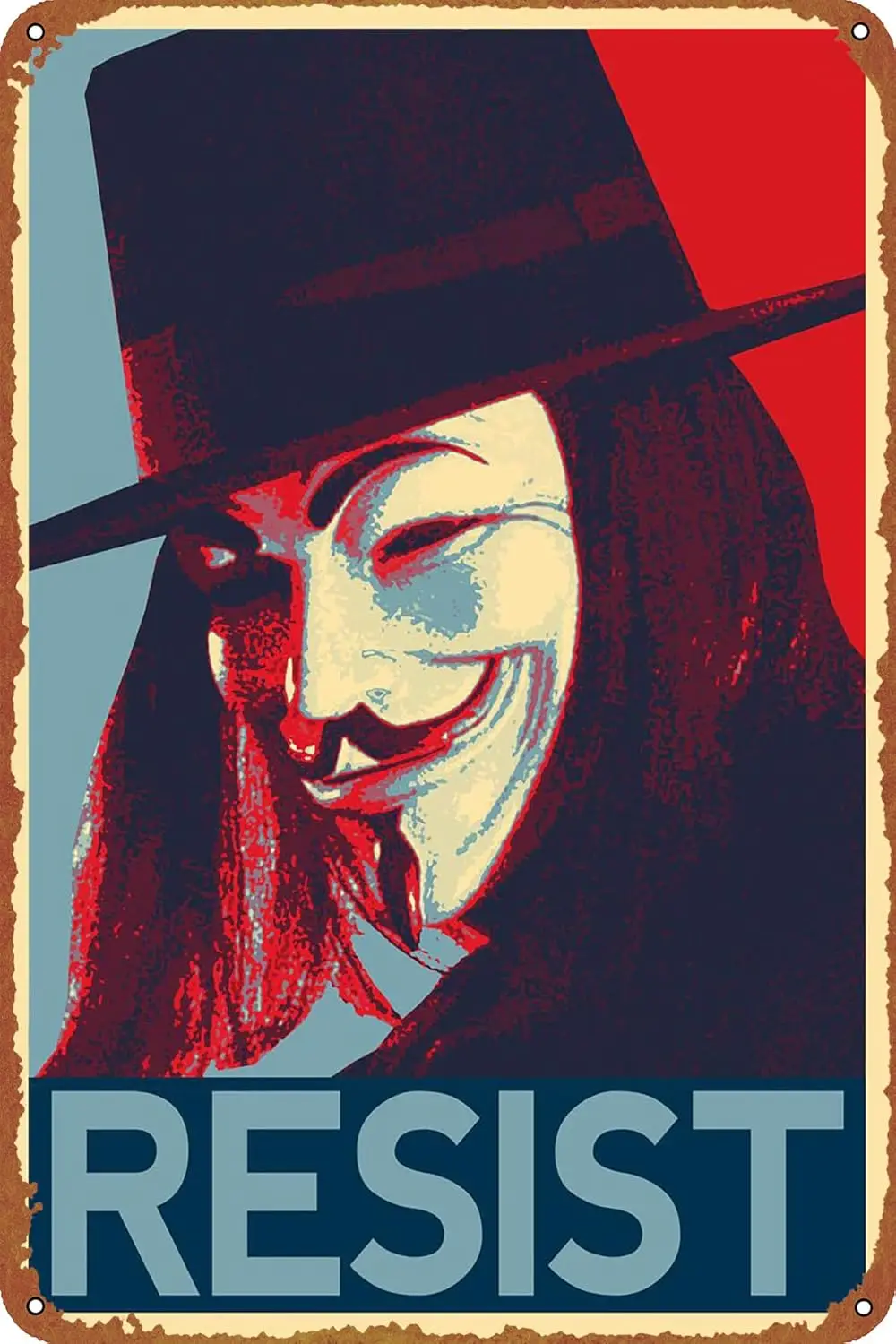 Vintage V for Vendetta Resist Movie Pop Art  Metal Sign Retro Wall Decor