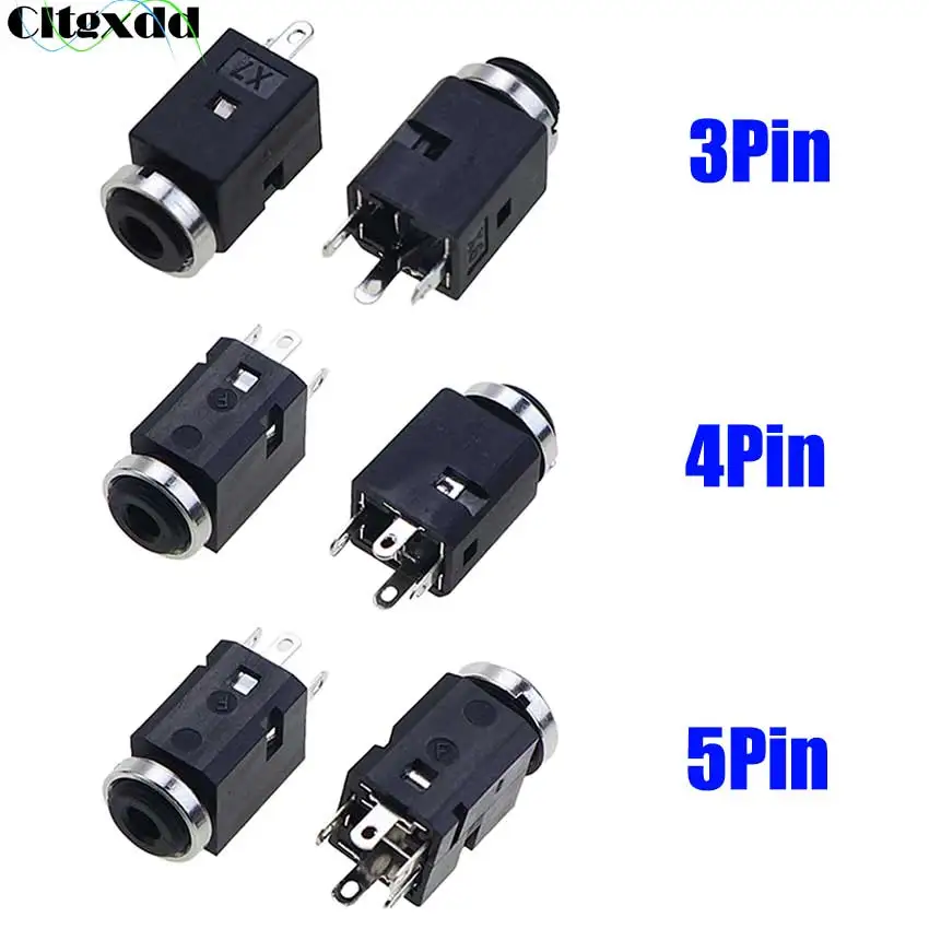 

Cltgxdd 2/5/10Pcs 3.5mm 3Pin 4Pin 5Pin Vertical Female Socket with Screw 3.5 Audio Headphone Jack Connector PJ-341 Earphone Hole