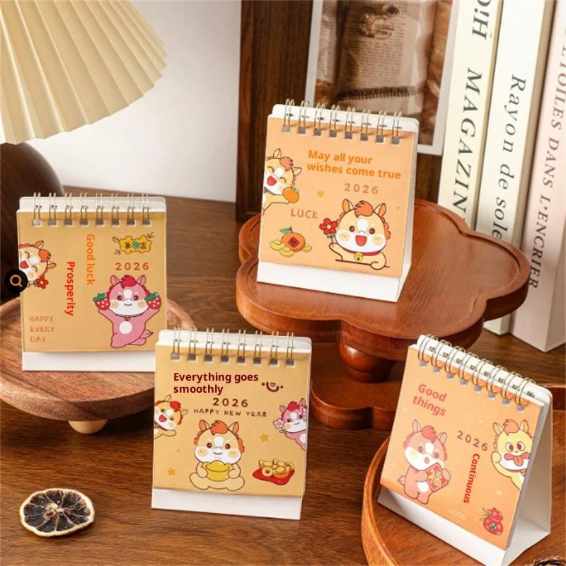 

2026 Year Of The Horse Mini Calendars Creative Desk Portable Travel Calendars Cute Pony Pattern Calendar Desktop Decor Ornaments