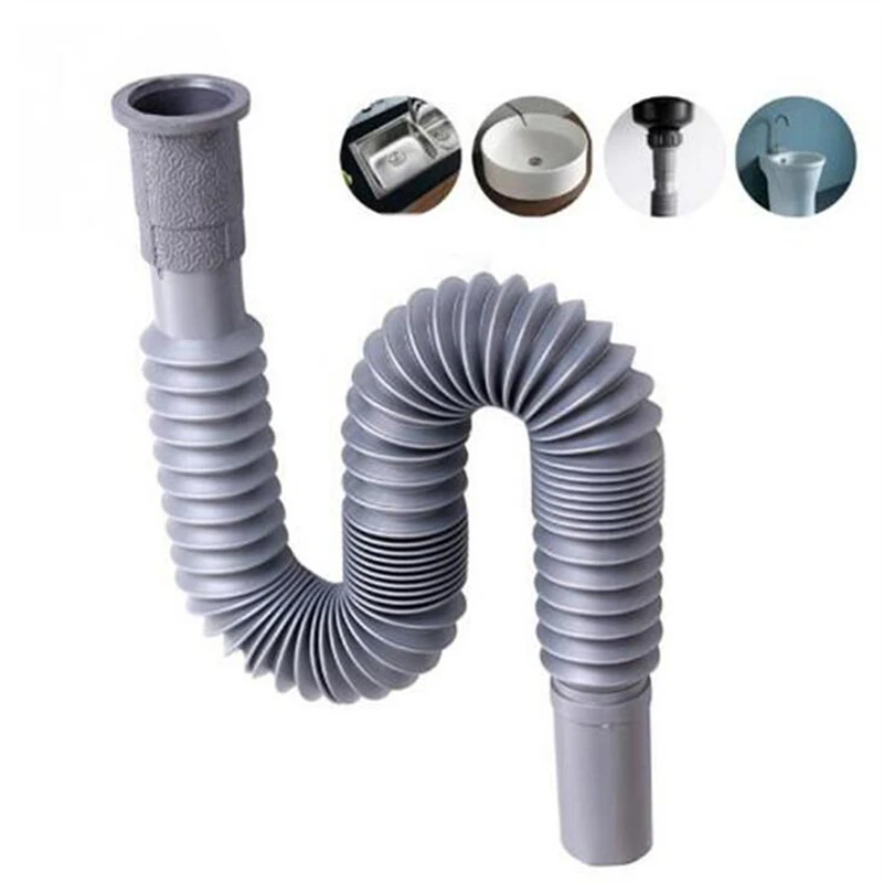 Wash Basin Pipe Plumbing Kitchen Sewer Pipe Flexible Bathroom Sink Drains Downcomer Hose Waste Pipe Overflow Pipe Home Kitchen