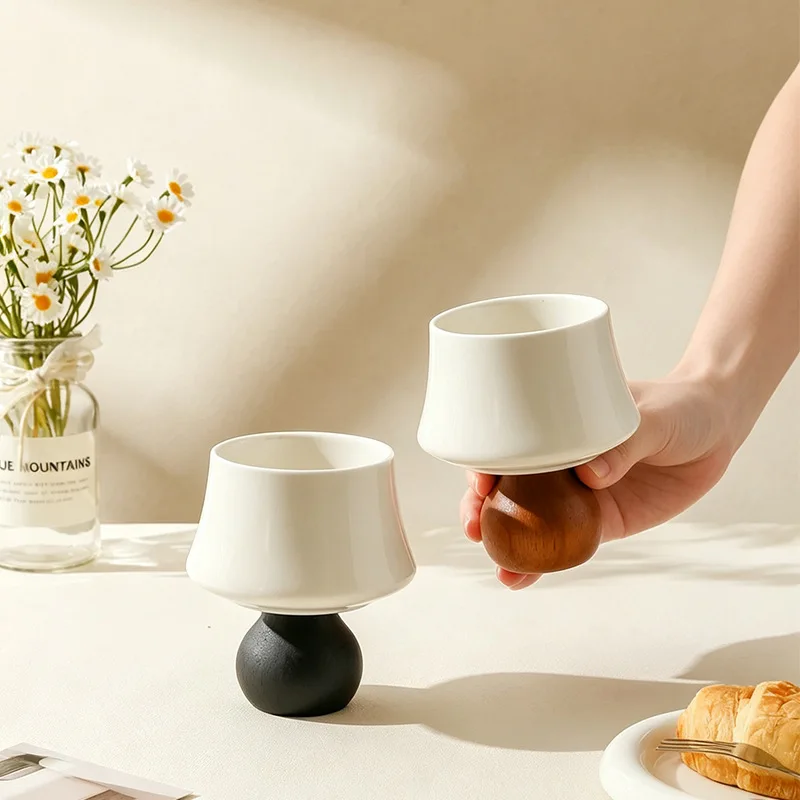 Vintage Creative High Footed Ceramic Mug, High-value Ice Cream Dessert Cup, Household Candle Holder Aromatherapy Candle Holder