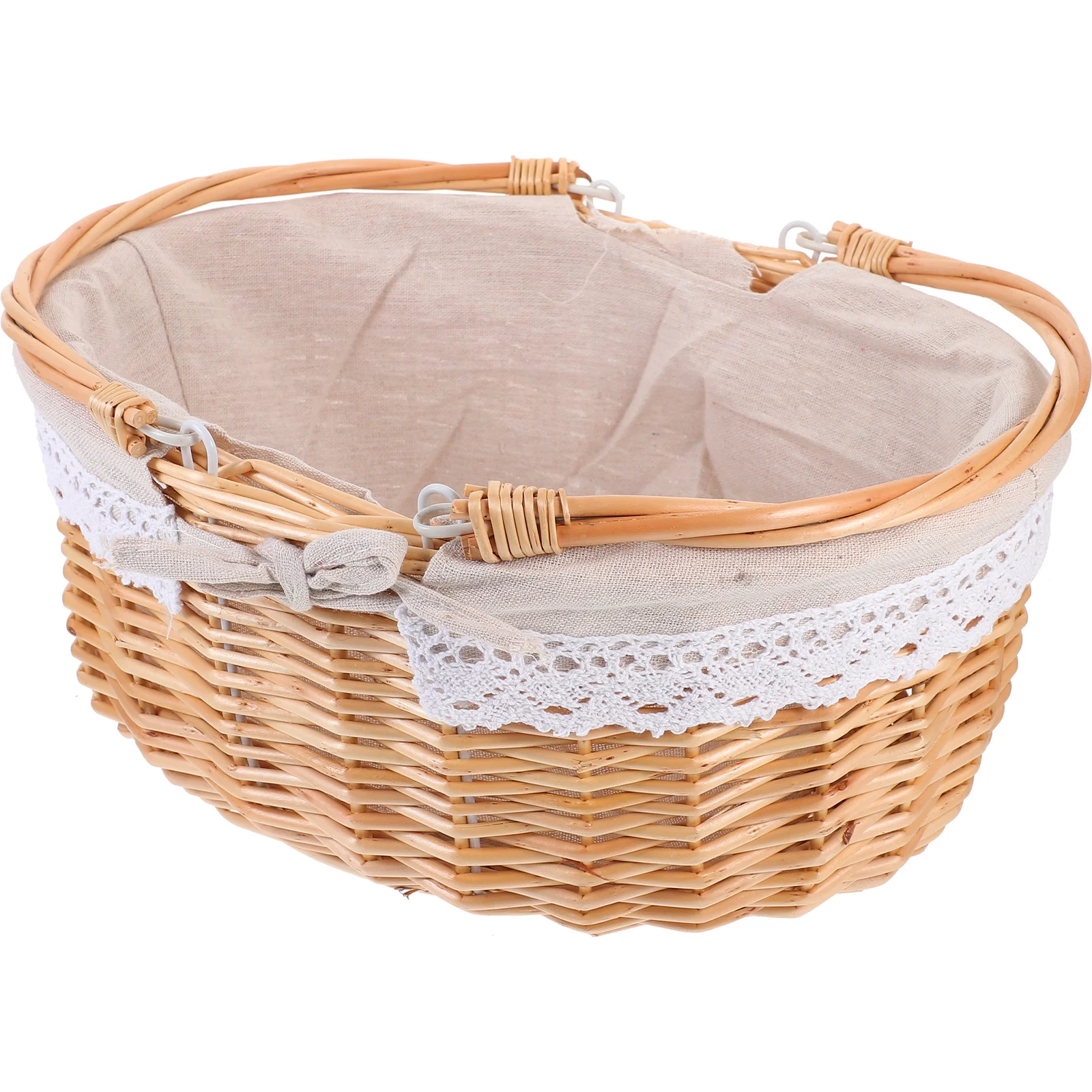 

1pc Multifunctional Willow Woven Hand Basket Decorative Storage Basket for Home Office Nursery Garden Wedding Picnic Lightweight