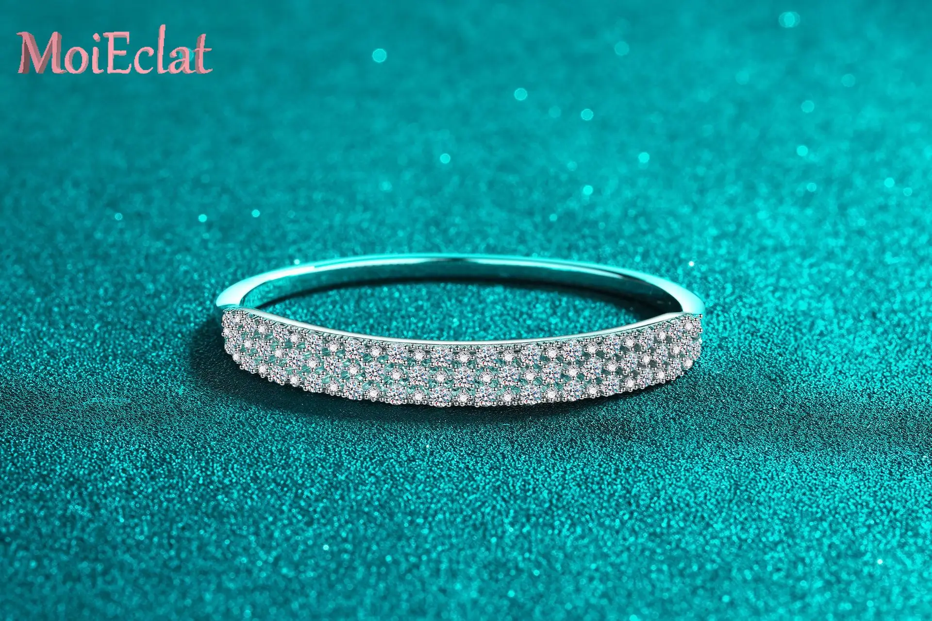 الفاخرة 1 قيراط جميع أساور مويسانيتي غرامة مجوهرات مصممة للنساء، البلاتين PT950 تألق سوار هدية للذكرى السنوية #6