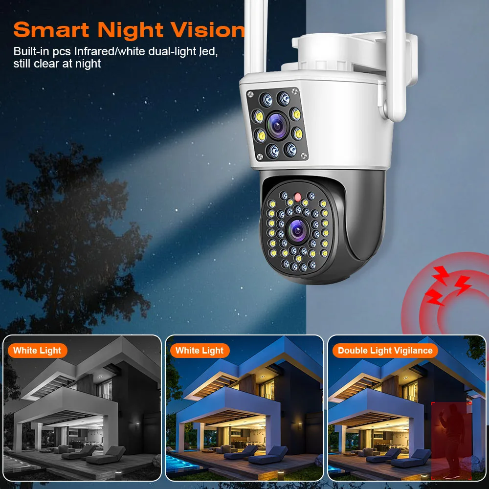 4K 8MP Wifi PTZ Camera Dual Lens IP CCTV Video Surveillance Camera Ai Human Detect Auto Tracking Night Vision Outdoor IPC360