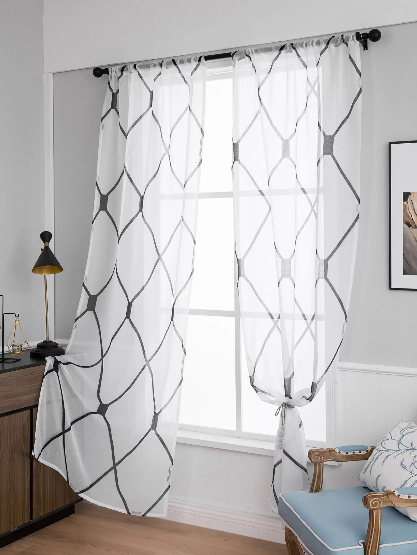 Sheer Curtains White Korean Simple Mesh Veil for Living room, Bedroom