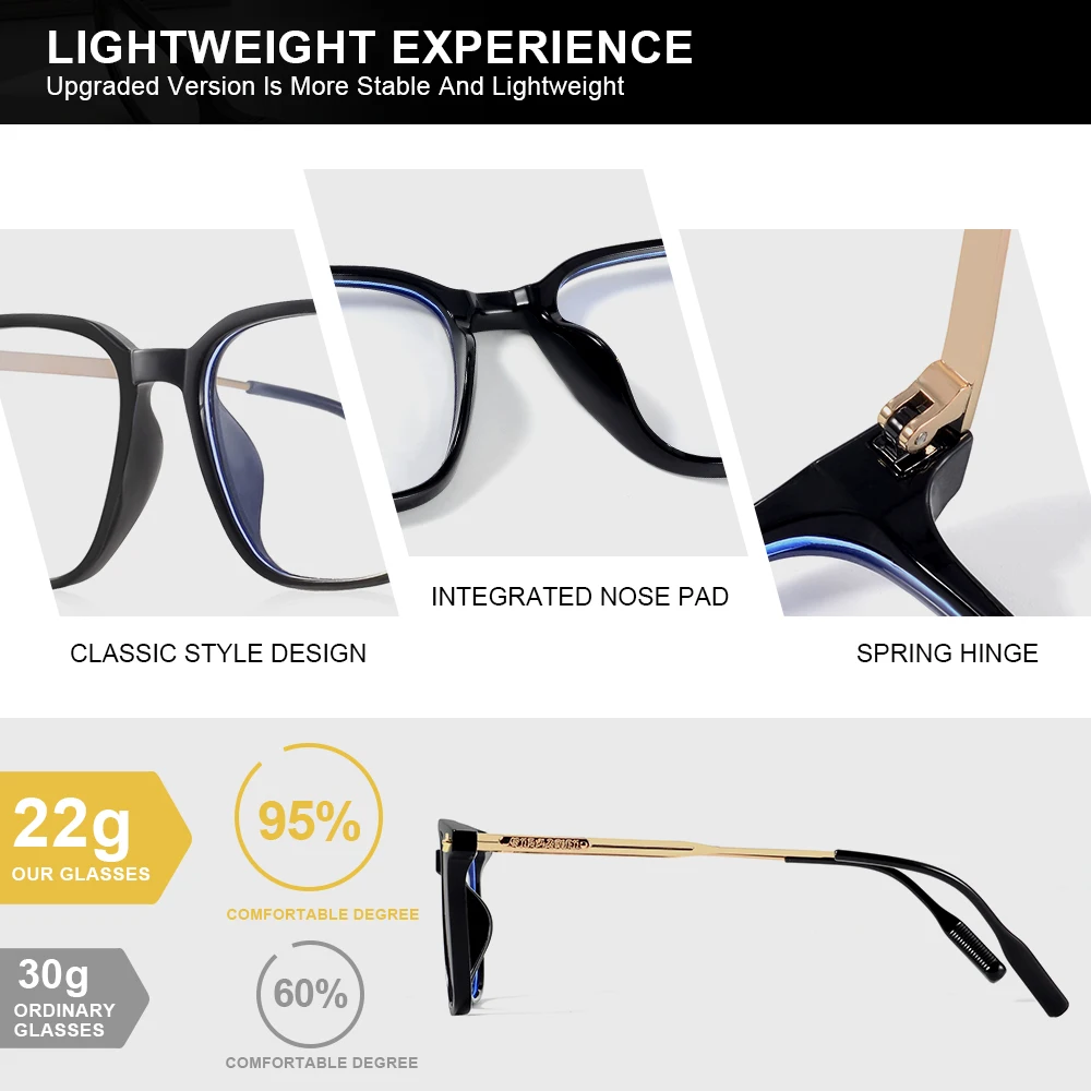 CRIXALIS 2Pcs Classic Square Anti Blue Light Glasses Women And Men Reading Book Glasses Prescription Glasses Computer Eyeglasses