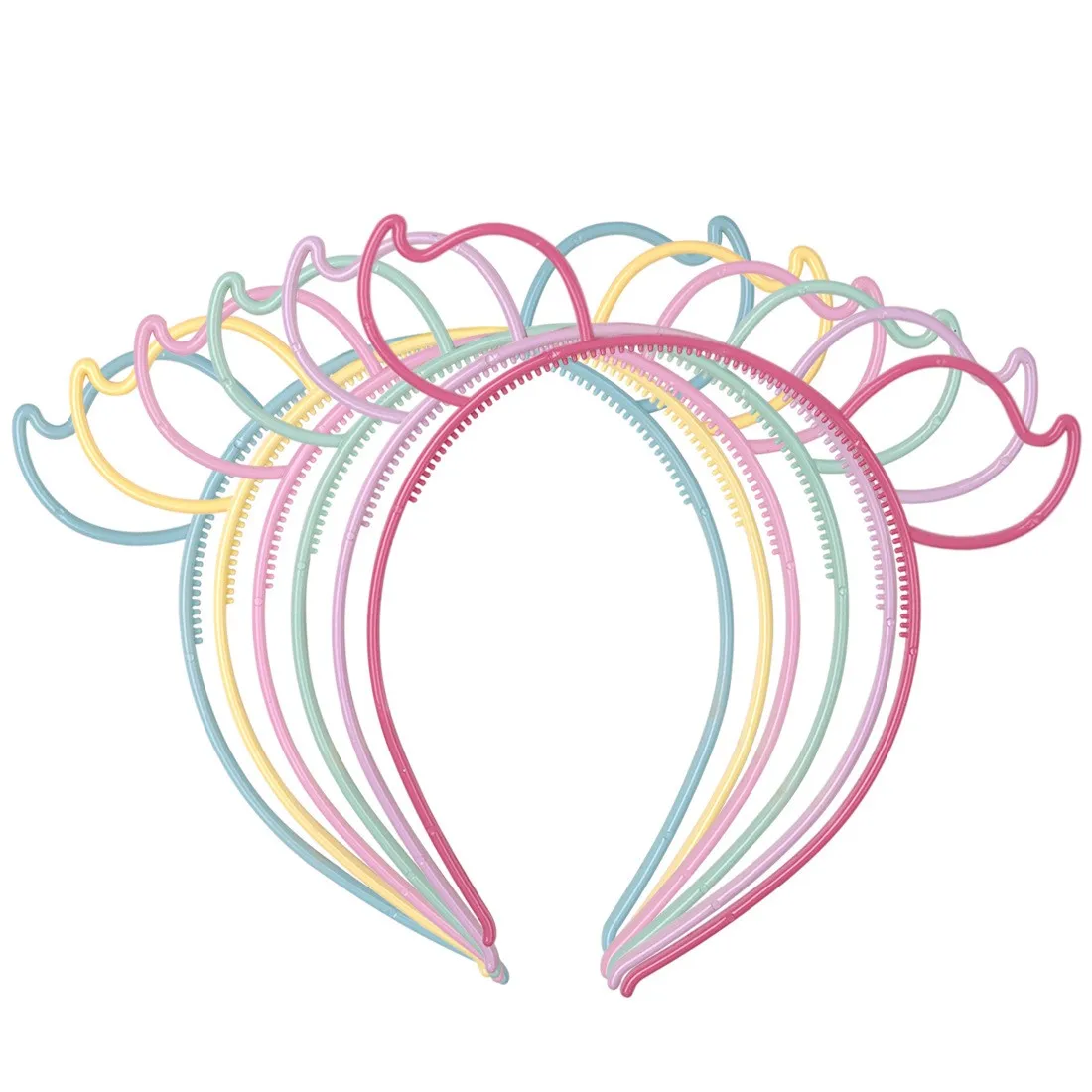 

6/12PCS Girls Pig Ear Headbands Candy Color Ears Headband Plastic Teeth Hairbands Family Decoration Party Hair Accessories