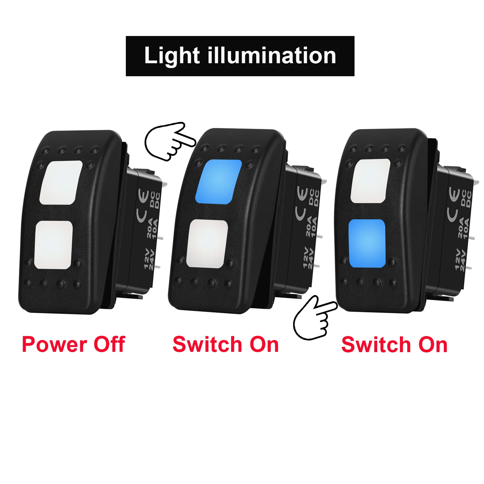 1Pcs Blue Led Reverse Polarity Reversing Switch Momentary (ON) OFF (ON) with Stickers For Car Motor Boat Camper Waterproof IP66