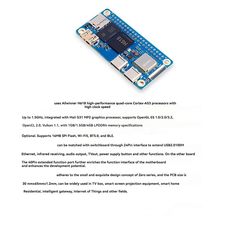 

VO-для Orange Pi Zero 2 Вт RAM H618 четырехъядерный процессор Cortex-A53 для мини-ПК Wi-Fi5 + BT5.0 BLE дополнительный адаптер корпуса 1,5G вилка европейского стандарта
