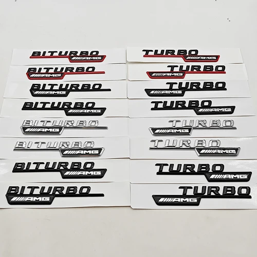 Imagen 1 del producto 2 uds 3D ABS cromo negro estilo de coche Logo Turbo AMG emblema guardabarros insignia lateral para Mercedes Benz AMG clase pegatina Accesorios