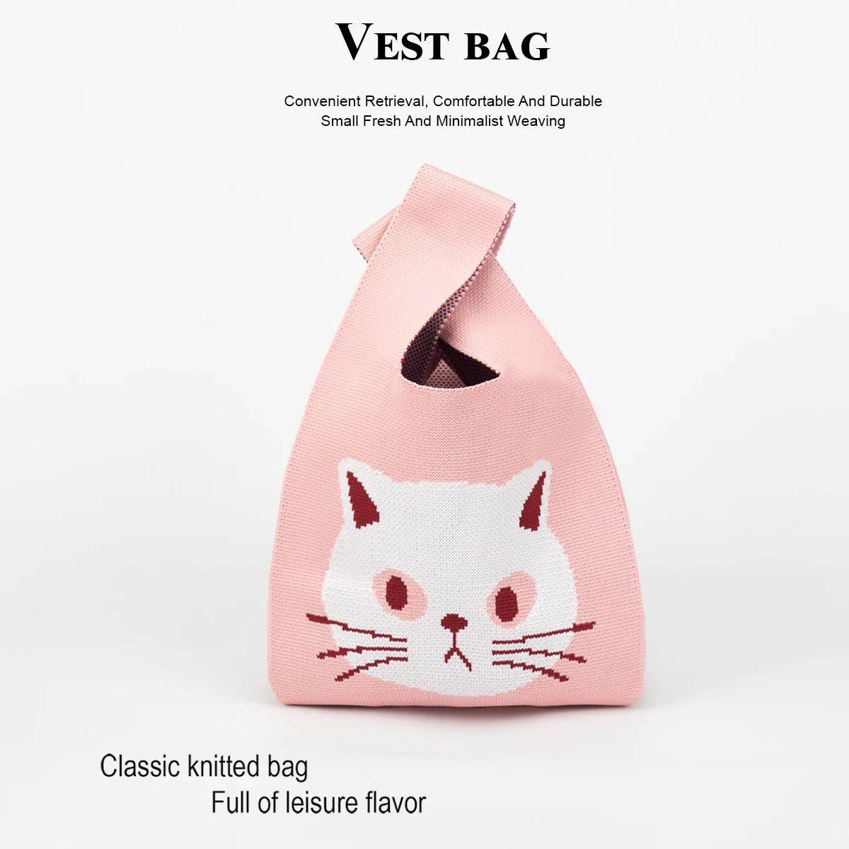 

Сумка с милым животным рисунком собаки и кошки, прочная трикотажная ткань, дышащая и складная, подходит для всех сезонов, большая вместимость для удержания мобильных телефонов, губной помады и косметики, подходит для женщин, студентов колледжа, путешестви